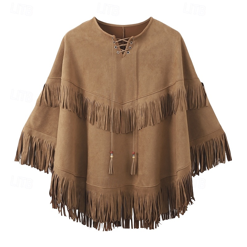 Damen Bluse Einfach Stilvoll Modern Langarm Rundhalsausschnitt Normale Oberteile Täglich Ausgehen Asymmetrisch Fransen Khaki Sommer 2025 - $23.99 –P2