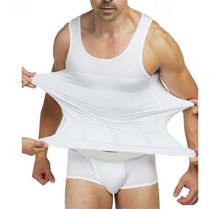 Per uomo Serbatoio di compressione Collo a U Maniche Corte Casual Quotidiano Palestra Asciugatura rapida Alta elasticità Traspirazione del sudore Patchwork Semplice Nero Bianco senza stampa del 2025 a $11.49 –P6