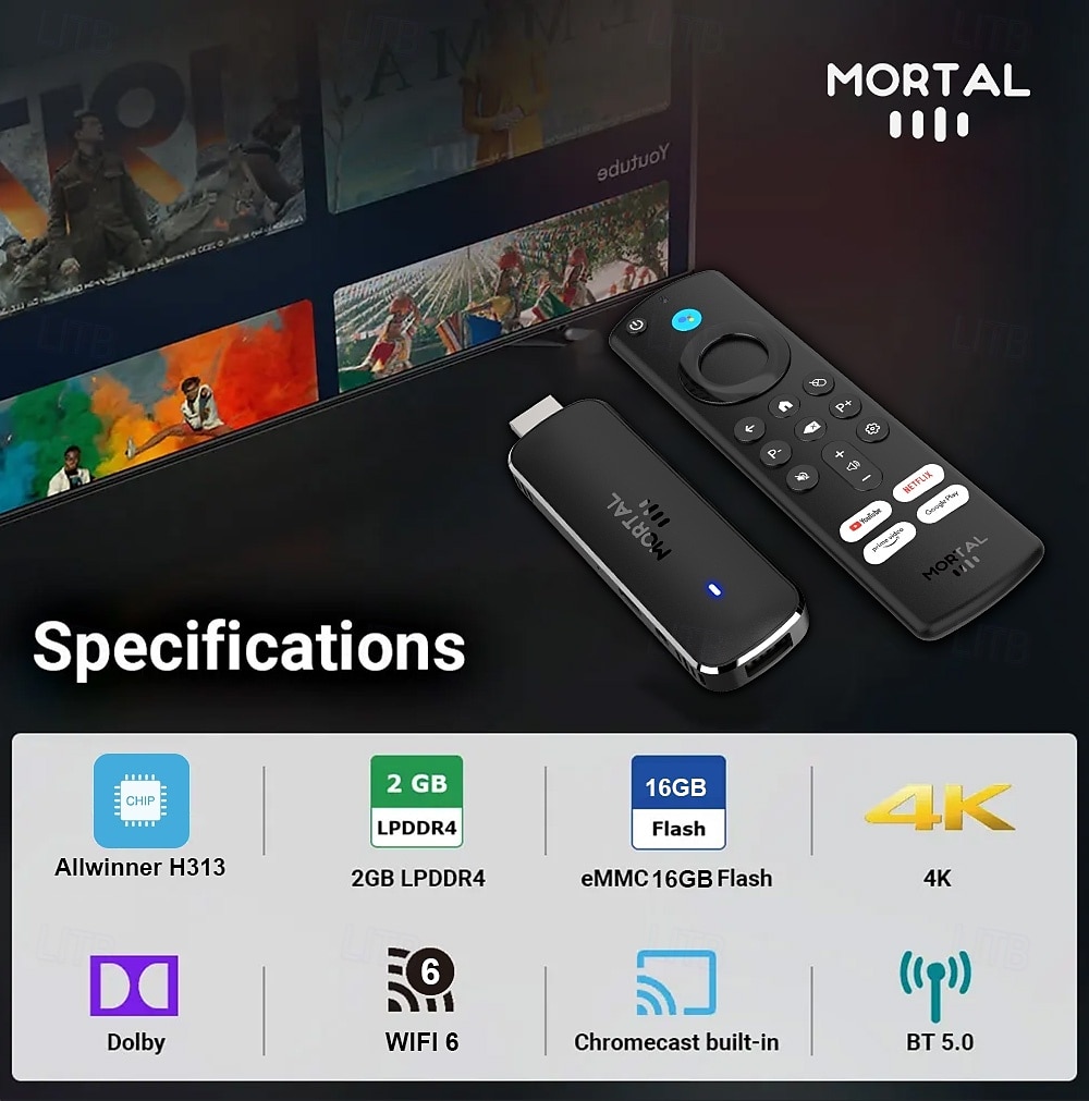 Android 14 Smart TV Stick 4K HDR10 Voice Remote Dual Band WiFi Bluetooth H313 Streaming Media Player 2025 - $63.99 –P4