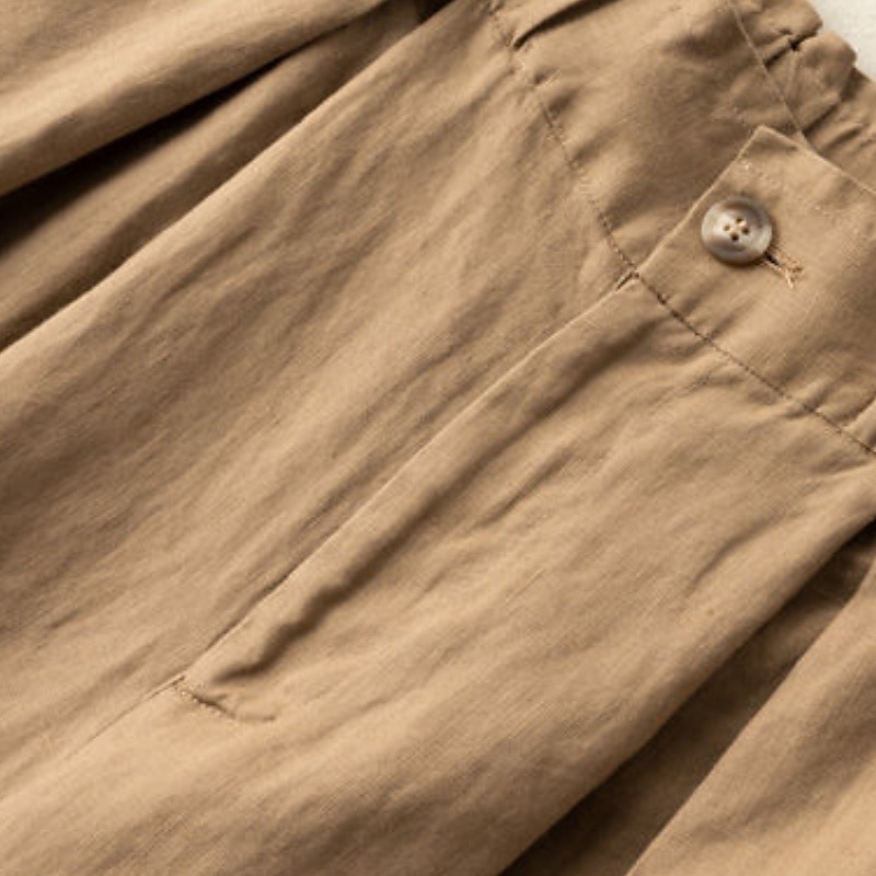 Dame Shorts i bomullslin Shorts Bukser Gatemote Fritid Knelengde Naturlig عادي Lomme Elastisk midje Utendørs Bekvem utendørs Feriereise Aprikos Grønn Kakifarget Sommer Normal 2025 - $26.99 –P4
