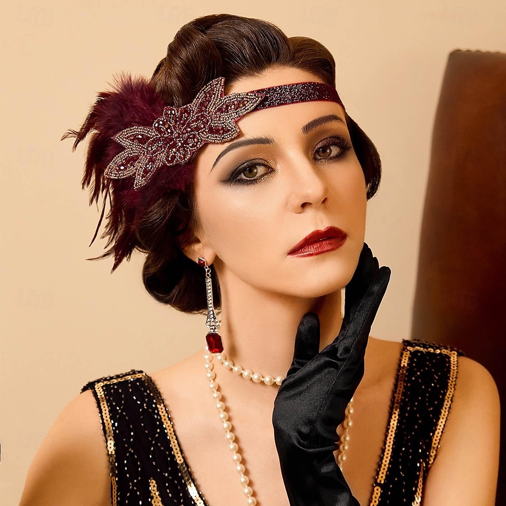 1920s The Great Gatsby Flapper Headband The Great Gatsby Feather Retro Sparkling Glitter Crystal / Rhinestone Women's Carnival Valentine's Day Masquerade Party Evening Wear Masquerade Festival Adults' 2025 - $21.99 –P3