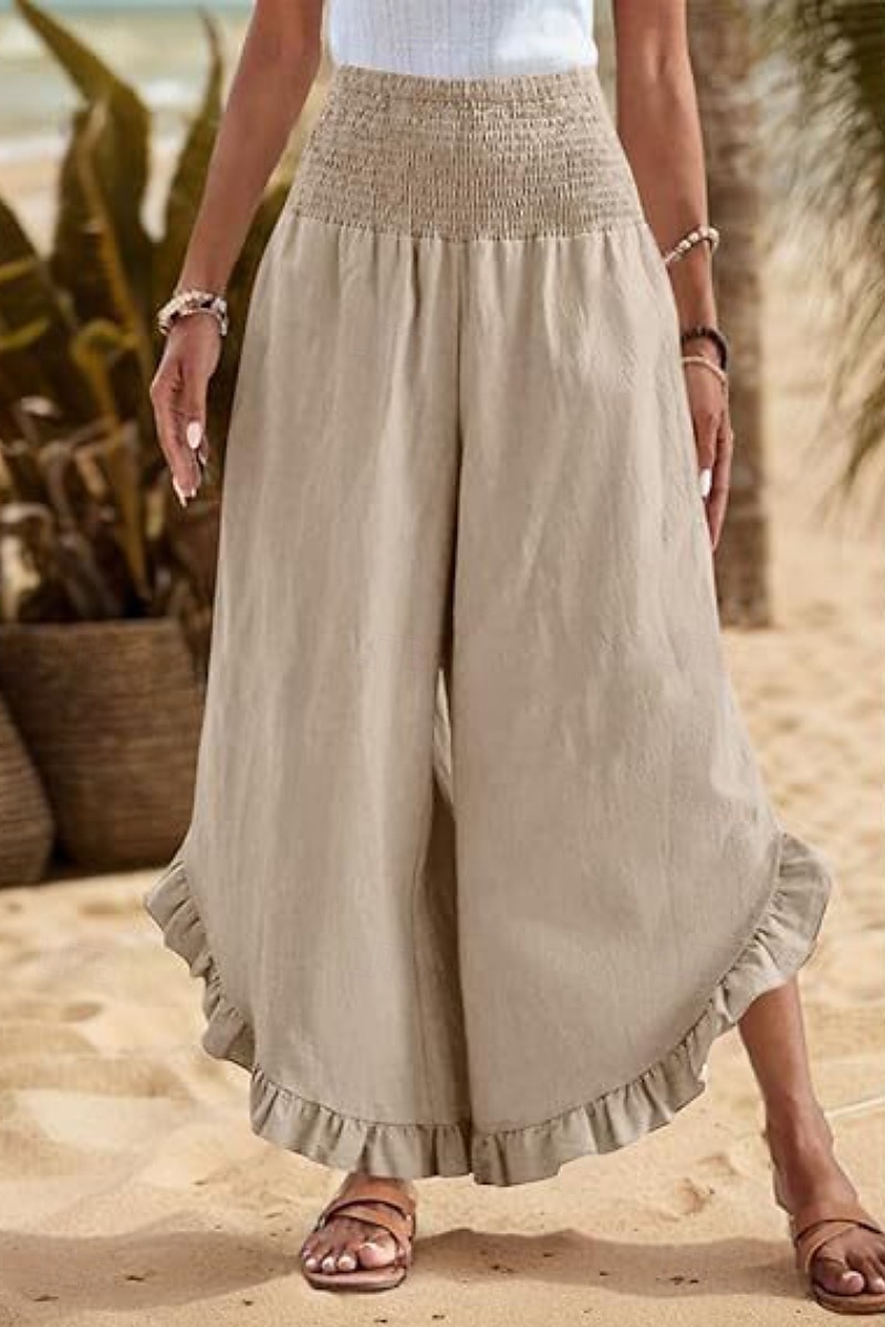 Per donna Pantaloni in cotone e lino Pantaloni Eleganti Moda Streetwear Lunghezza intera Naturale Semplice Volant Elastico in vita All'aperto Confortevole All'aperto Vacanza Uscire Rosso arancione del 2025 a $29.99 –P1