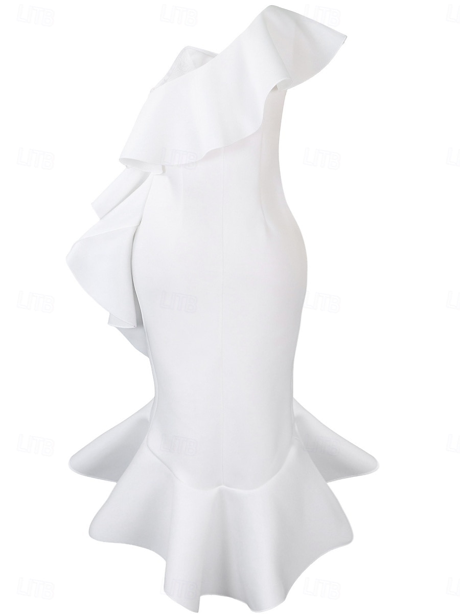 Pentru femei Rochii Midi Rochie teacă Rochie cu Volane Rochie cu umeri Petrecere cocktail Rochii Semi Formale Petrecere Fit regulat Simplu Fără manșon umăr rece Alb Mov Vară 2025 - $46.99 –P3
