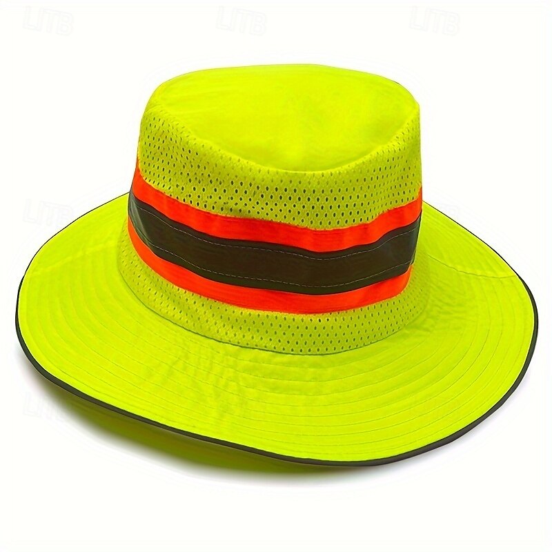 1 x winddichter fluoreszierender Fischerhut] 1 x fluoreszierender Fischerhut aus Netzgewebe mit reflektierenden Streifen, winddichter Seilschutz, leichter Sonnenschutz, Fischerhüte für Frauen, 2025 - $21.99 –P3