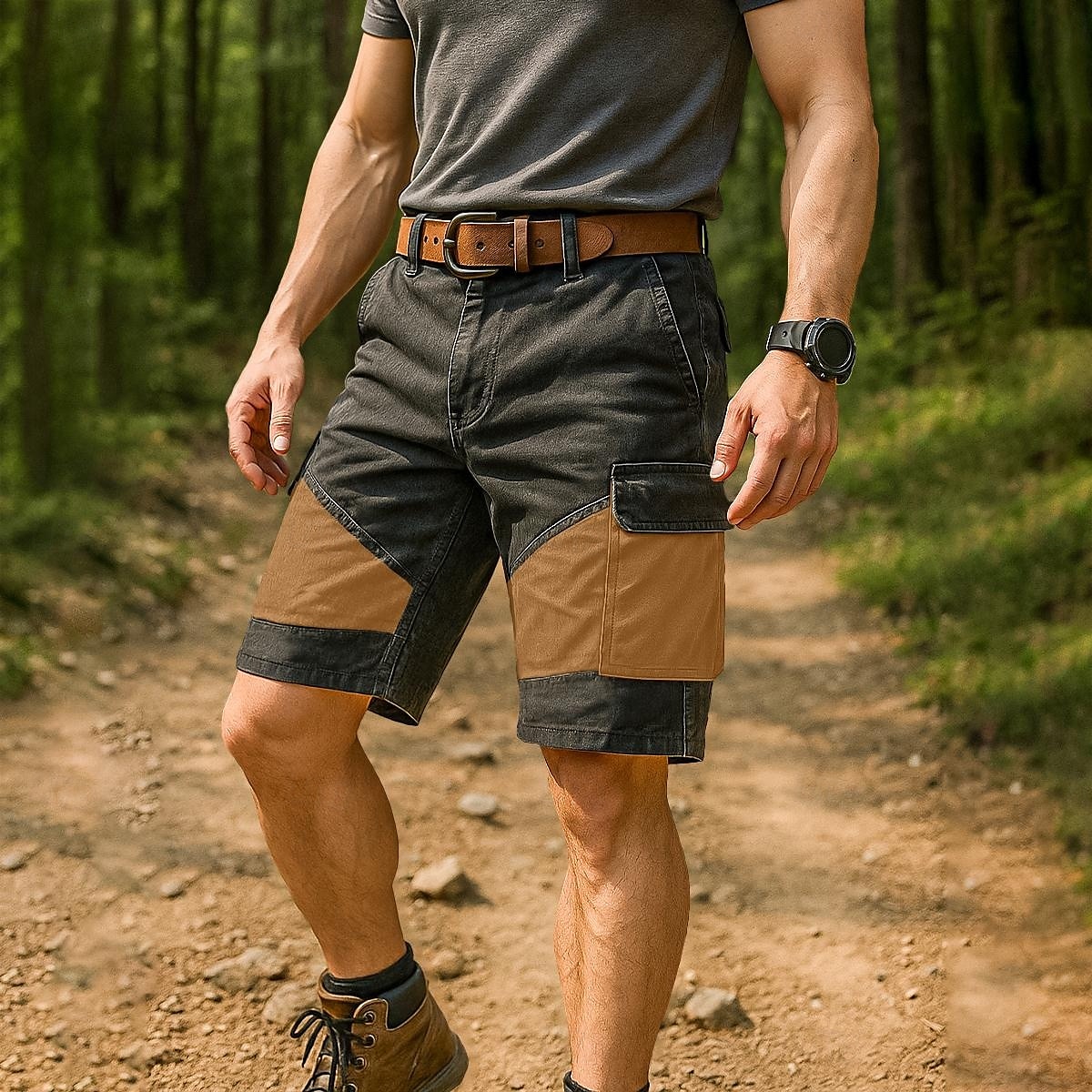 Men's Cargo Shorts Shorts Bermuda shorts Beach Shorts Hiking Shorts Multi Pocket Straight Leg Geometric Color Block Plain Breathable Moisture Wicking Knee Length Outdoor Casual Daily Vacation Fashion 2025 - $25.99 –P2