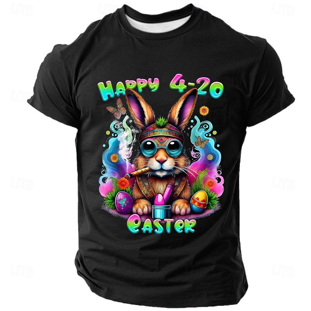 Easter Men's Cartoon Rabbit Funny Slang T Shirt Short Sleeve T shirt 3D Print Crew Neck Shirt Fashion Daily Casual Street Casual Daily Black Blue Green Summer Spring Clothing Apparel S M L XL XXL XXXL 2026 - $19.49 –P2