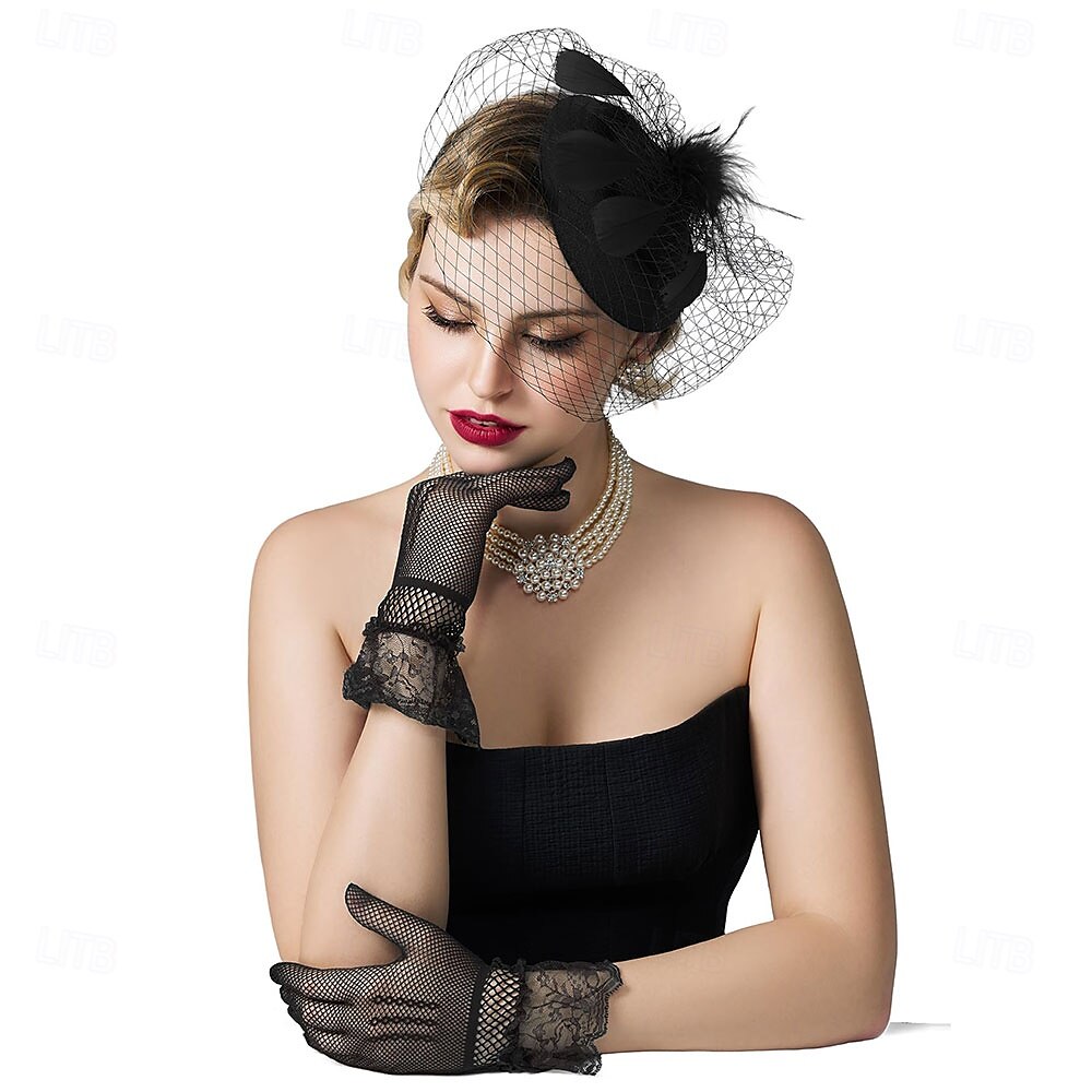 Fascinators Pillbox Hats for Women, Tea Party Hat and Short Lace Gloves Set Perfect for Kentucky Derby, Cocktail 2025 - JP ¥5139 –P1