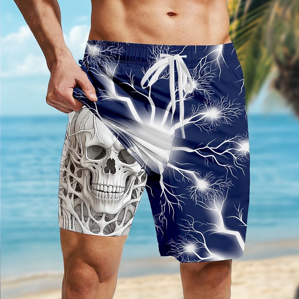Bărbați Cranii Fulgerător Gotic Pantaloni scurți căptușiți Pantaloni scurți de baie 2 în 1 Pantaloni Scurți de Înot Talie medie Retro / vintage Concediu Haine de strada Buzunare laterale Cu 2026 - $22.99 –P2