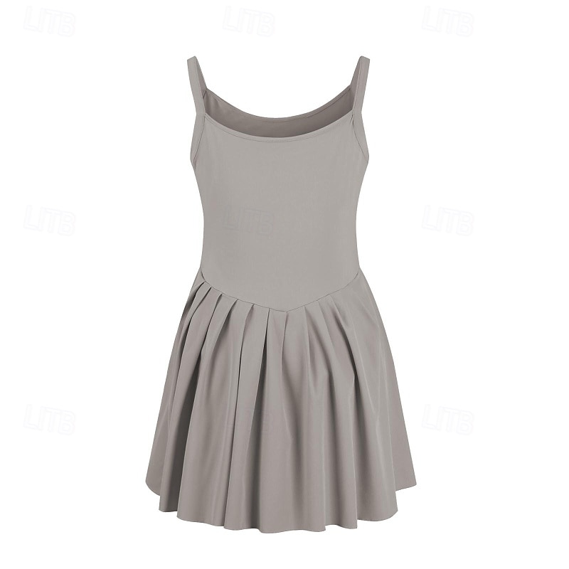 US Open Women's Tennis Dress with Shorts Sports Dress Sleeveless Pleated Breathable Tennis Golf Pickleball Square Neck Solid Colored Dress Black Blue Dark Green Tennis Clothing 2025 - $27.99 –P5