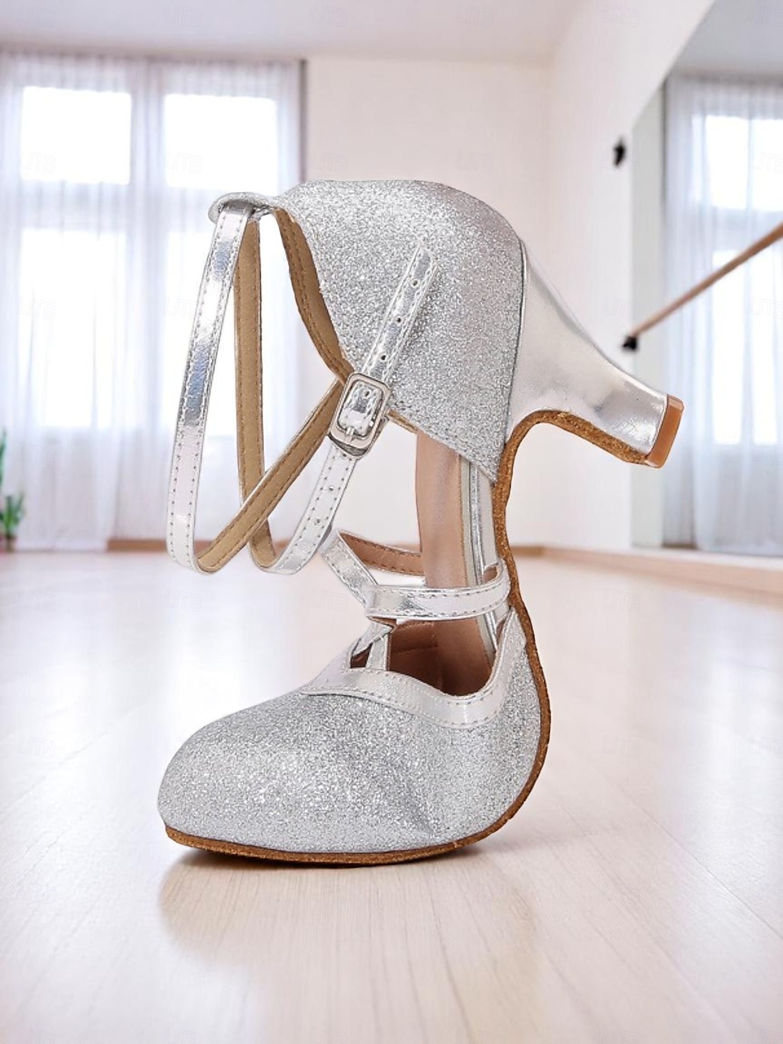Women's Black Glitter Low Heel Dance Shoes – Sparkly Ankle Strap Ballroom Shoes for Girls & Ladies' Performance or Practice 2025 - $54.99 –P4