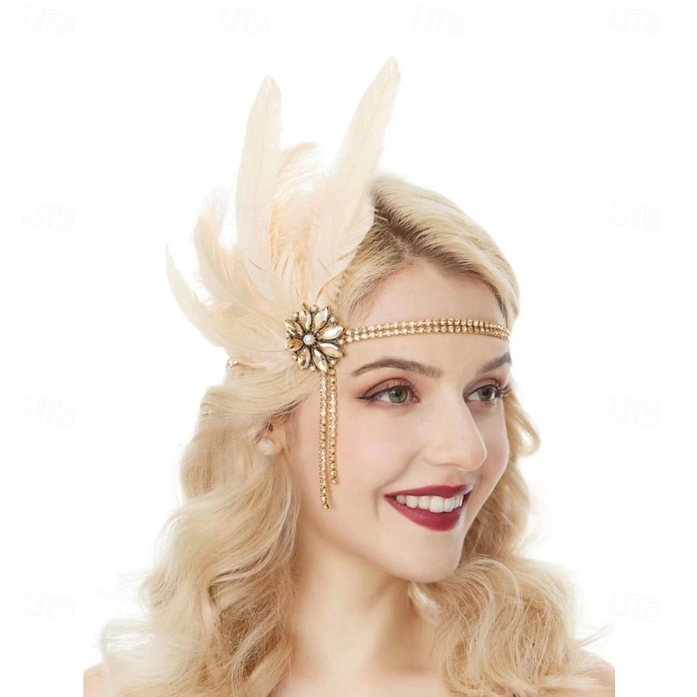 Retro 20. léta 20. století Bubenová čelenka Velký Gatsby Peří Retro Třpytivý lesk Křišťál a napodobenina Dámské předvečer Všech svatých Karneval Plesová maškaráda Karneval Plesová maškaráda Festival 2025 - $17.49 –P3