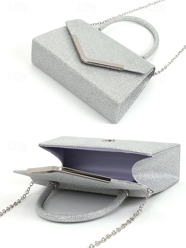Pochette de soirée pailletée pour femme avec bandoulière chaîne – élégante pochette structurée à poignée supérieure pour mariages, cocktails et événements formels de 2025 ? $18.99 –P6