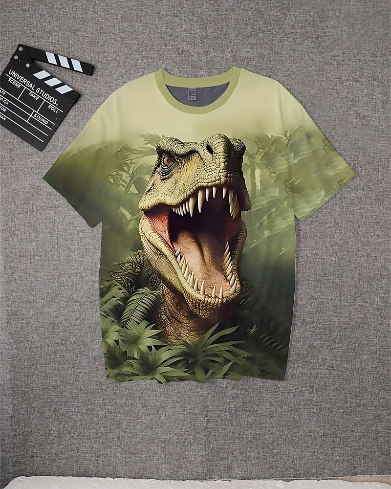 Jongens 3D Dinosaurus T-shirt Korte mouw Zomer Lente Modieus Basic Kinderen 4-12 jaar Strakke ronde hals Buiten Casual Dagelijks Normale pasvorm 2025 - $14.49 –P2