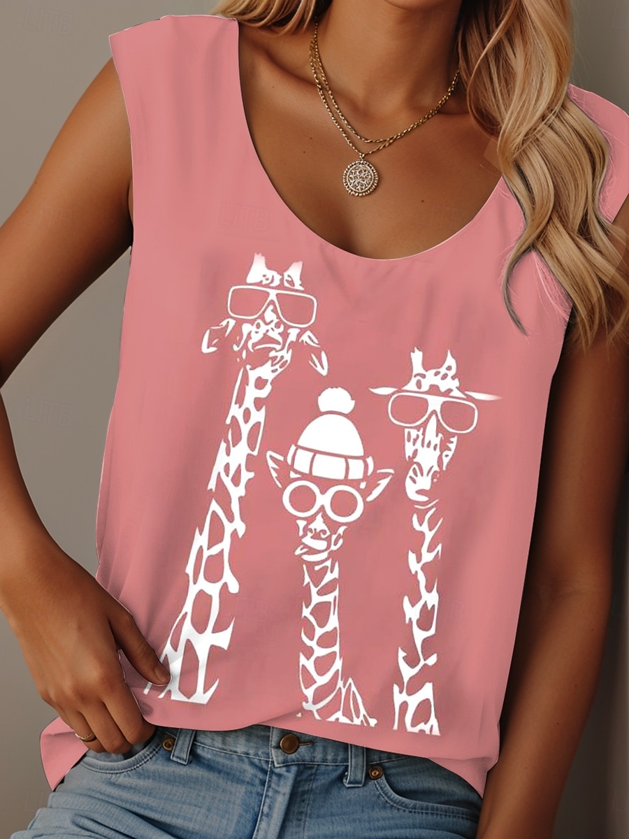 Damen Camisole-Tanktop Grafik Tiermotiv Graffiti Täglich Lässig Ärmellos Rundhalsausschnitt Rundausschnitt Normale Oberteile Täglich Druck Schwarz Weiß Rosa Blau Purpur Sommer 2025 - $19.99 –P6