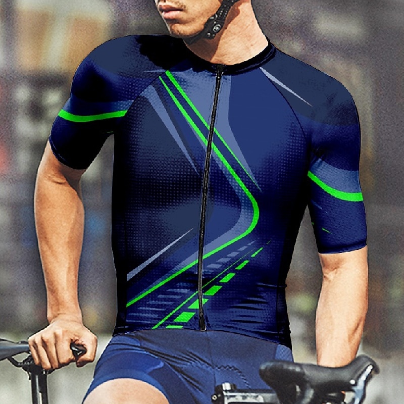 Homme Maillot de cyclisme Géométrique Manche Courte Cyclisme T-shirt Maillot avec 3 poches arrière VTT Vélo tout terrain Séchage Rapide Design Anatomique Évacuation de l'Humidité Respirant Des sports de 2025 ? $25.99 –P6
