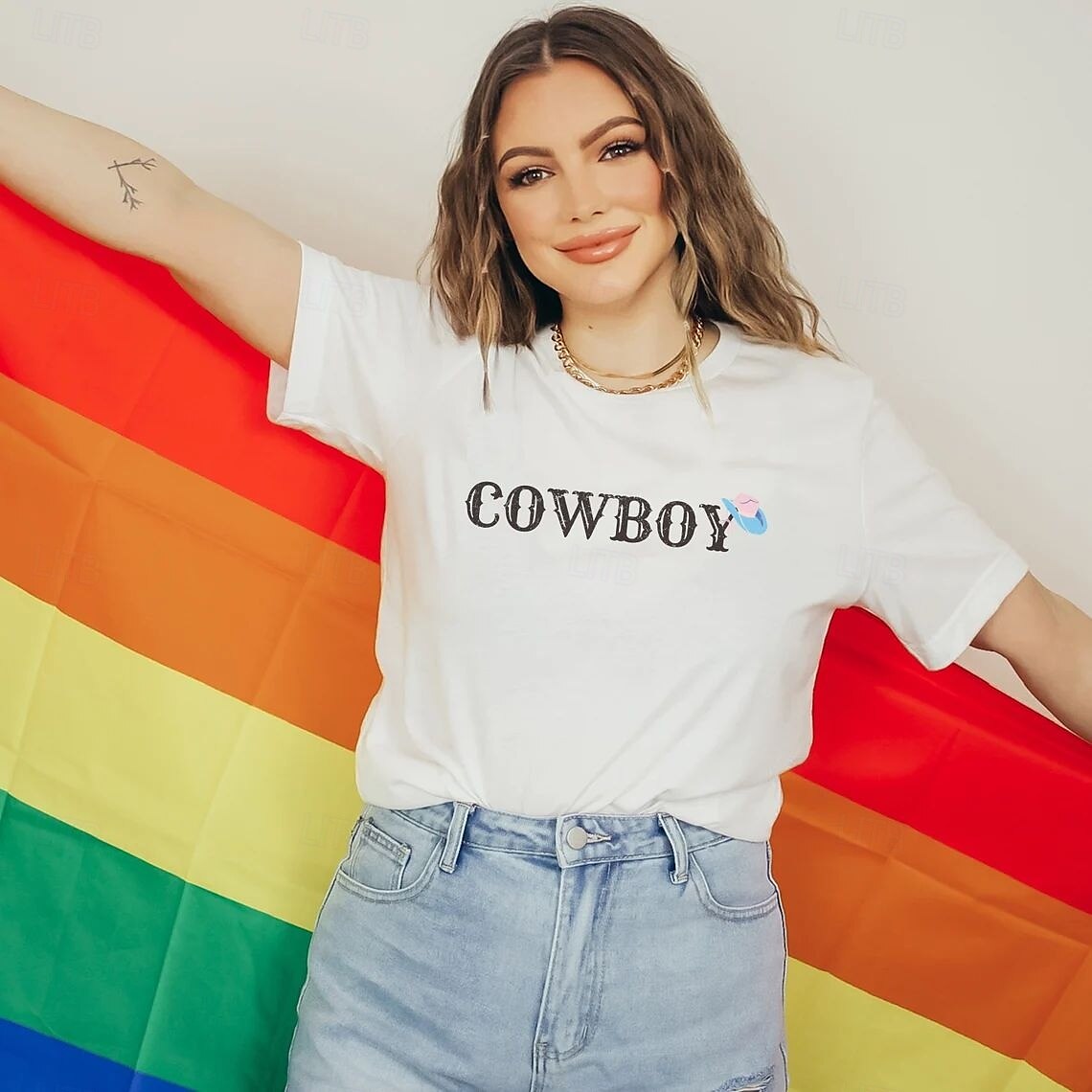 tęczowy kowboj z Brokenback Mountain lgbtq koszulka koszulki duma grafika duma dla par mężczyzn kobiet dorosłych maskarada tłoczenie na gorąco parada dumy miesiąc dumy 2025 - $17.49 –P2