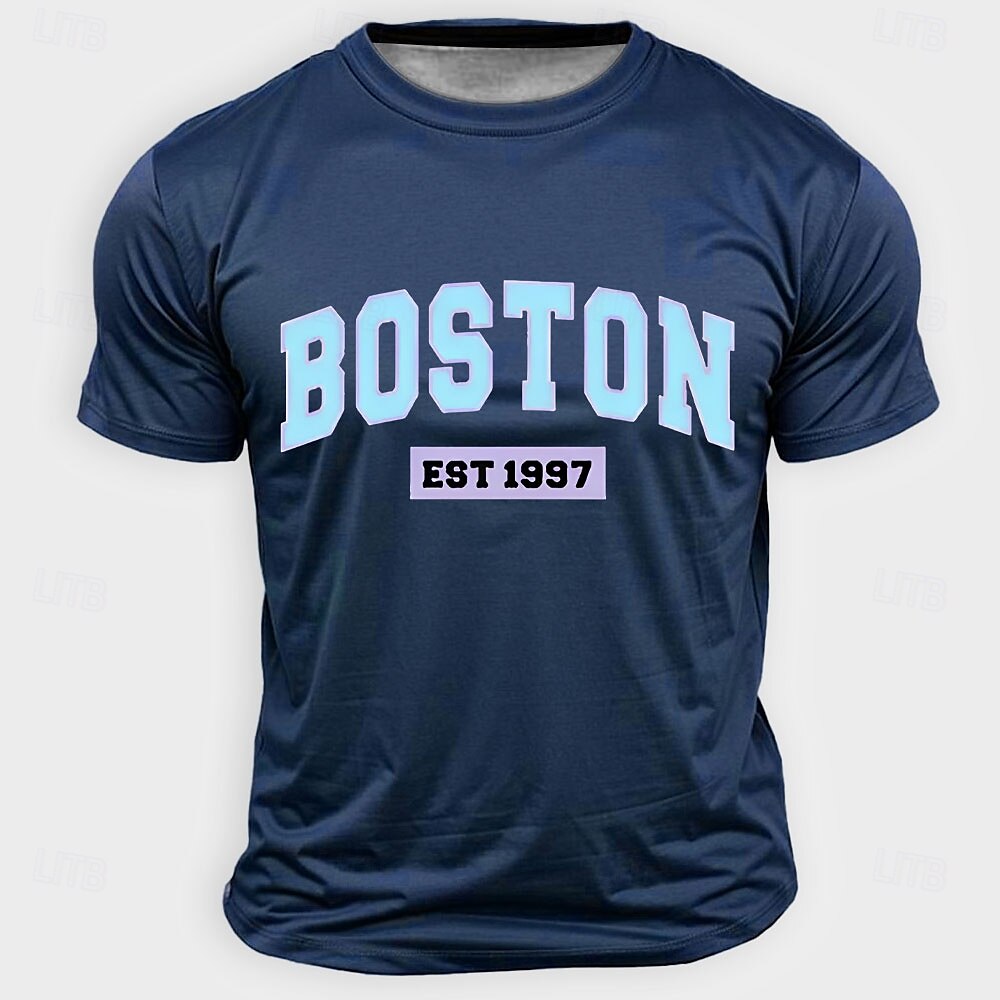 Pánské Boston Tričko Krátký rukáv tričko 3D tisk Tričkový Košile Módní Denní Základní ulice Ležérní Denní Světle modrá Černá Bílá Léto Jaro Oblečení S M L XL XXL XXXL 2025 - $17.99 –P3