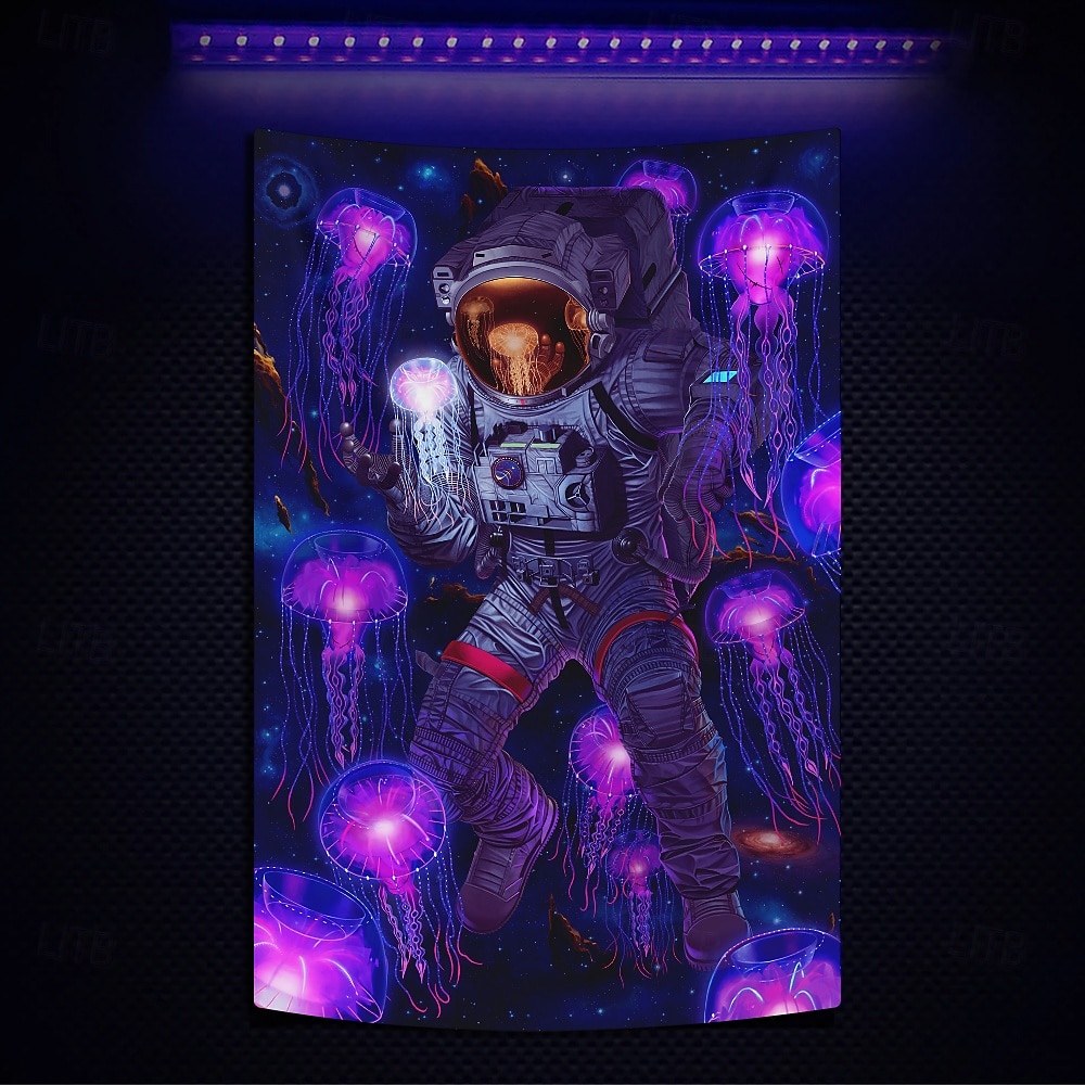 "Cosmic Encounter with an Anomaly for apparel" by Vincent Hie Blacklight Tapestry Glow in the Dark Glow Party UV Reactive Trippy Misty Hanging Tapestry Wall Art Mural for Living Room Bedroom 2025 - $19.99 –P1