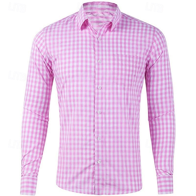 Herren Hemd Lässiges Hemd Knopfhemd Karierte Hemden Hellgrünkaffee Schwarz Rosa Rote Blau Langarm Plaid / Karomuster Kargen Urlaub Strasse Bedruckt Bekleidung Polyester Modisch Freizeit Hawaiihemd 2025 - $8.99 –P9