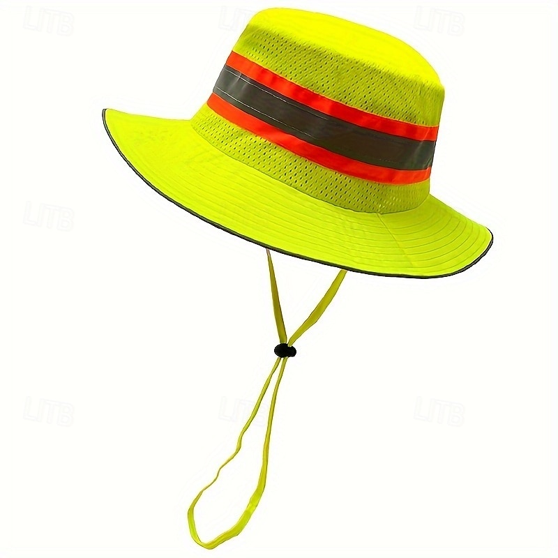 1 x winddichter fluoreszierender Fischerhut] 1 x fluoreszierender Fischerhut aus Netzgewebe mit reflektierenden Streifen, winddichter Seilschutz, leichter Sonnenschutz, Fischerhüte für Frauen, 2025 - $21.99 –P6