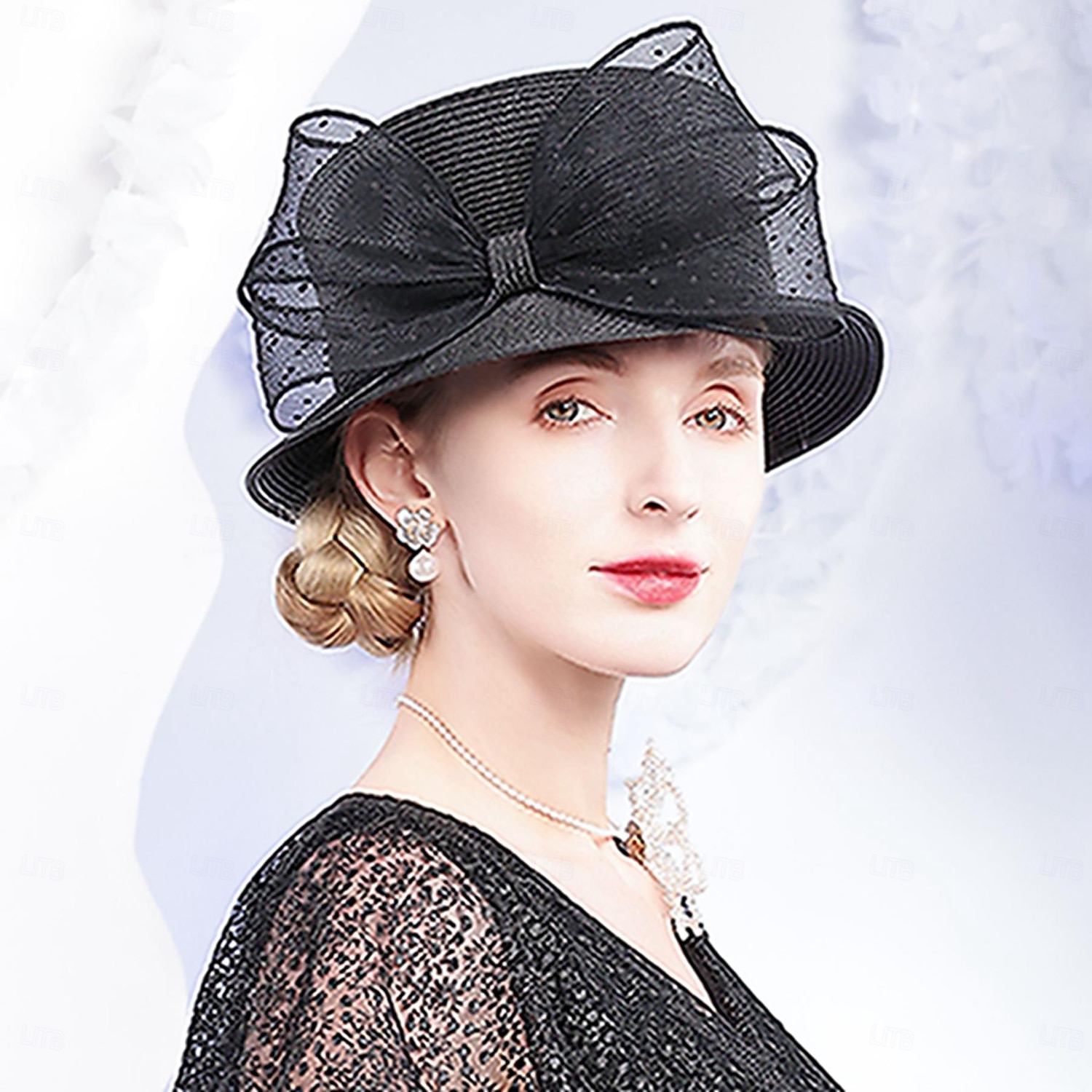 cappelli cappello a bombetta in fibra / cappello a cloche cappello da pescatore cappello di paglia matrimonio festa del tè elegante matrimonio con fiocco copricapo copricapo del 2025 a $41.99 –P3