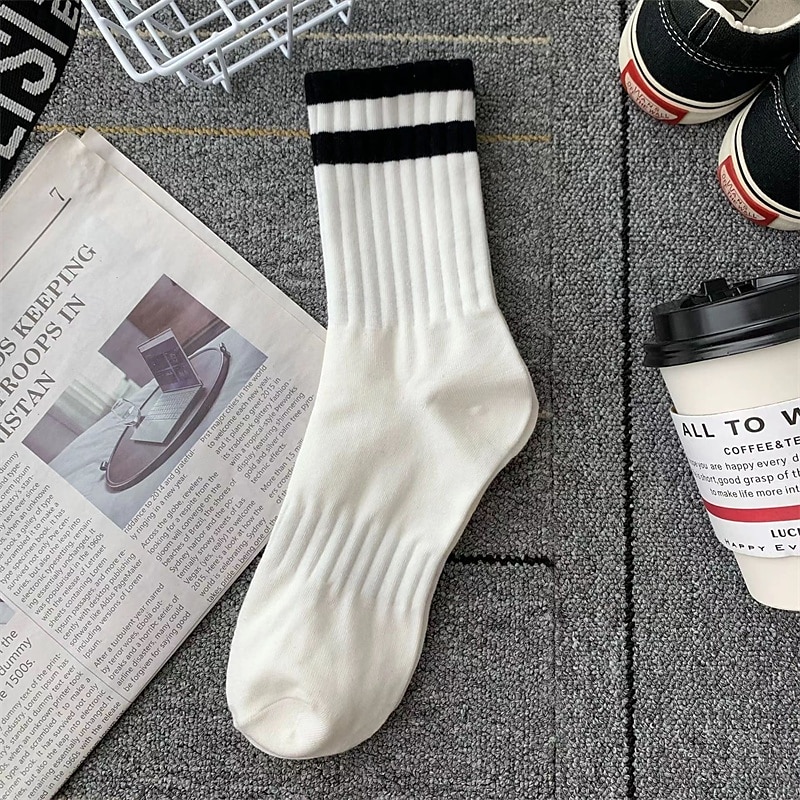 Hombre 5 pares Paquetes múltiples Calcetín Calcetines para correr Calcetines informales Negro Blanco Color Plano Vacaciones Deporte Diario Básico Medio Primavera Otoño Moda Casual 2025 - $7.49 –P5