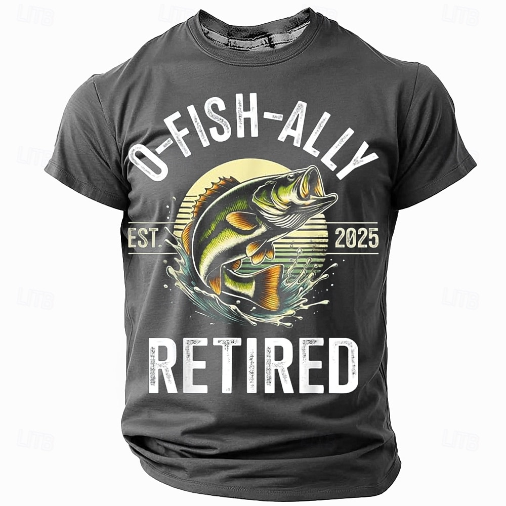 Herren Angelaus T-Shirt O-FISH-ALLY im Ruhestand gegründet 2025 Grafik Tee 2026 - $19.49 –P2