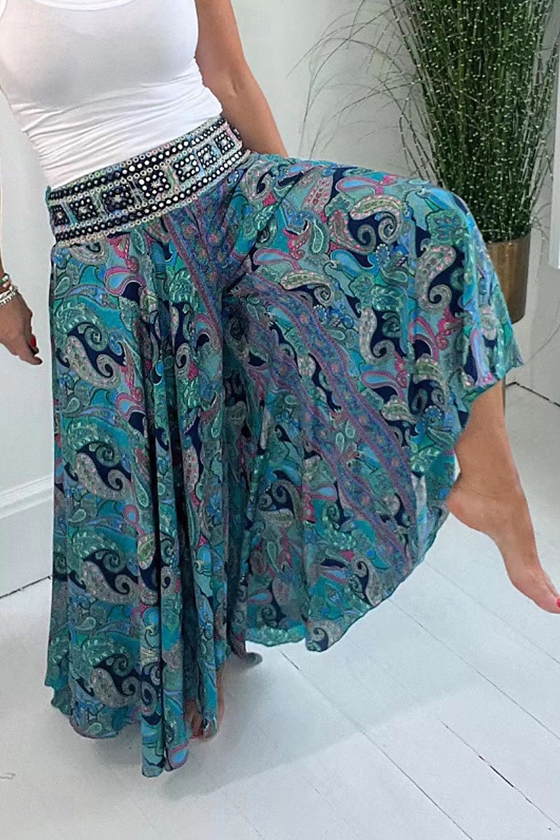 Femmes Slacks Pantalons Occasionnel Longueur complète Naturel Fleur Taille Élastique Impression Extérieur Confortable Rue Sortir Magenta Vert Été Coupe régulière de 2026 ? $26.99 –P4