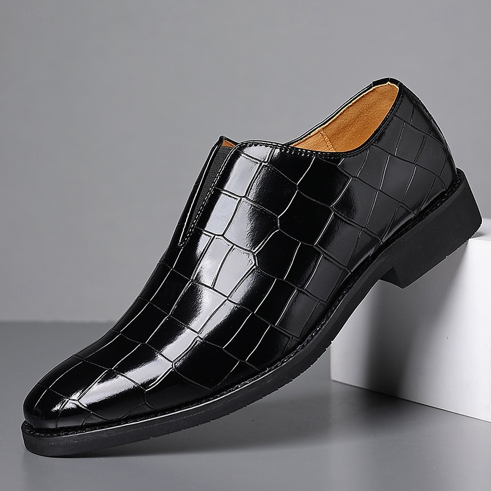 scarpe slip-on da uomo in similpelle con motivo coccodrillo bordeaux – scarpe casual eleganti per eventi smart-casual del 2026 a $54.99 –P2