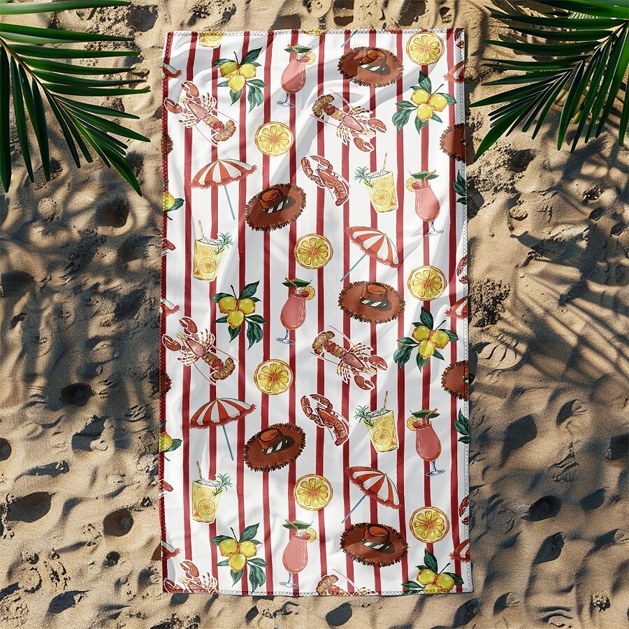 bedrucktes Strandtuch, leichte, schnelltrocknende, sandfreie Stranddecke, ideal für Reisen, Pool und den Einsatz im Freien 2025 - $10.99 –P26