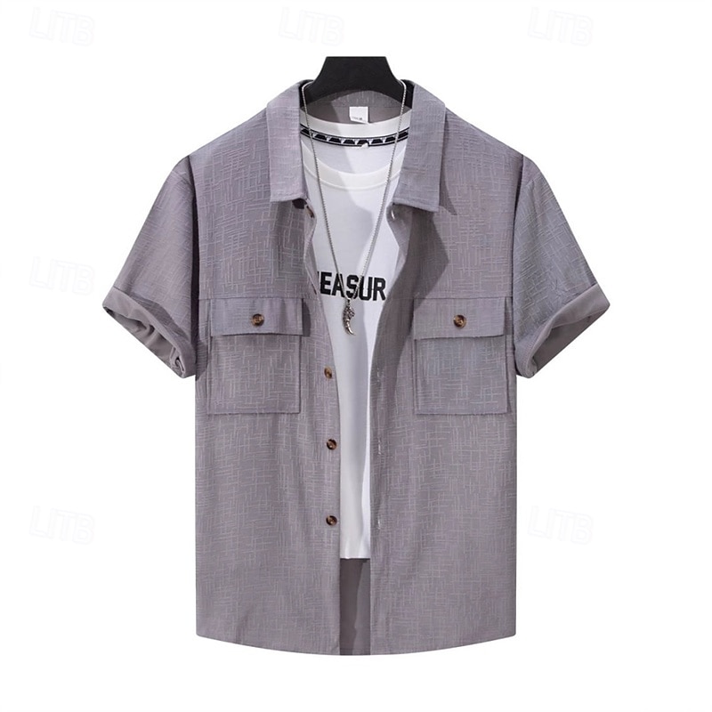 Herren Hemd Sommerhemd Freizeithemd Strandhemd Cordhemd Knopfhemd Schwarz Wein Blau Grau Kurzarm Einfach Revers Urlaub Hawaiianisch Fronttasche Bekleidung Polyester Mode Lässig Bequem 2025 - $25.99 –P3