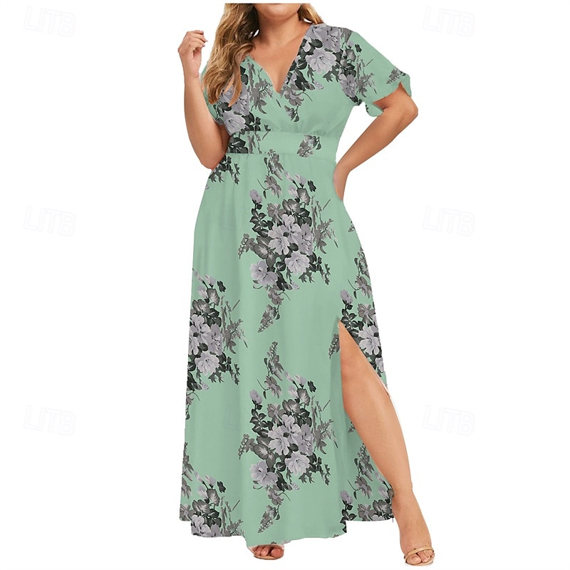 Dam Långklänning Maxiklänning Vardagsklänning Sommarklänning Boho-klänning Klänning med tryck Mode Utomhus Semester Helgdag Normal Blommig Ärmlös Djup V-hals Svart Vit Gul Ljusgrön Sommar Vår 2025 - $27.99 –P12