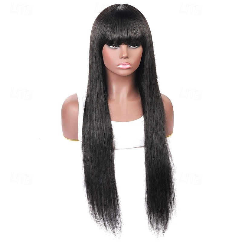 perruque en cheveux humains faite à la machine perruque en cheveux raides naturels densité 150% de 2025 ? $92.99 –P3
