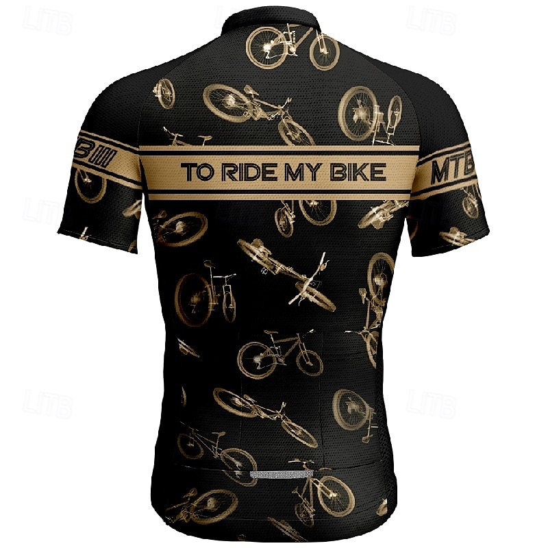 Voor heren Wielrenshirt Korte mouw Fietsen T-shirt Shirt met 3 achterzakken Bergracen Ademend Sneldrogend Anatomisch ontwerp Lampenkatoen Geel Blauw Paars Sport Kleding 2025 - $25.99 –P15