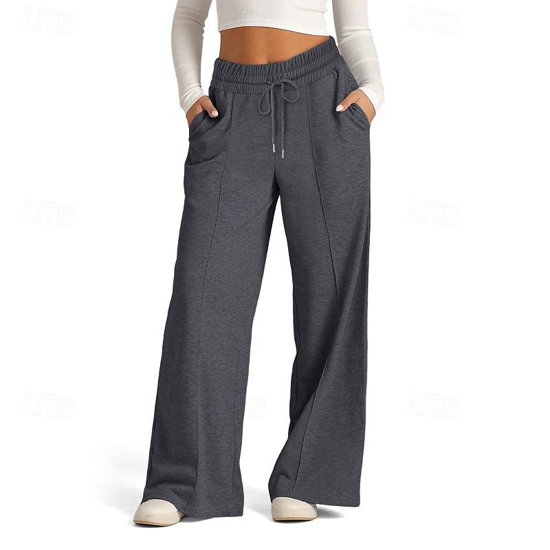 Dam Trosor Byxor Streetwear Ledigt Fullängd Naturlig Slät Ficka Elastisk dragsko-design Bekväm Utomhus Gata Utekväll Magenta Aprikos Mörkbrun Svart Sommar Normal 2025 - $19.99 –P3