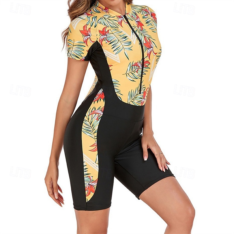 Жен. Рашгард купальник Передняя молния Спандекс УФ-защита от солнца UPF50+ Быстровысыхающий Длинный рукав Купальники Купальный костюм Серфинг Пляж  Водные виды спорта Лето 2026 - $26.99 –P3