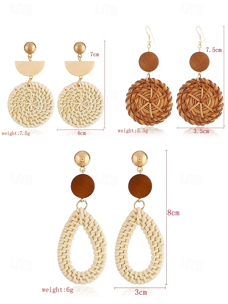 Boho schelpen oorbellen voor dames – handgemaakte cirkelvormige oorbellen van rotan met natuurlijke kauri-schelpen, lichtgewicht strandsieraden voor zomervakanties en kustoutfits 2025 - $7.99 –P11