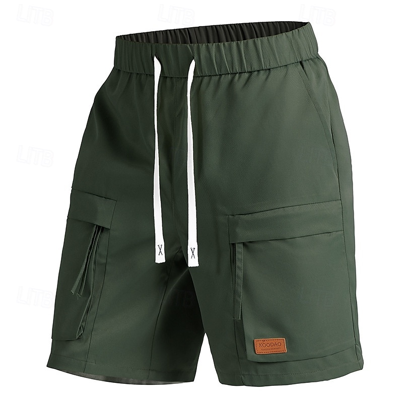 Herren Cargo-Shorts Shorts Sommershorts Kordelzug Elastischer Bund Reißverschlusstasche Einfach Komfort tragbar Knielang Outdoor Sport Täglich Mode Lässig Schwarz Armeegrün 2025 - $16.49 –P3