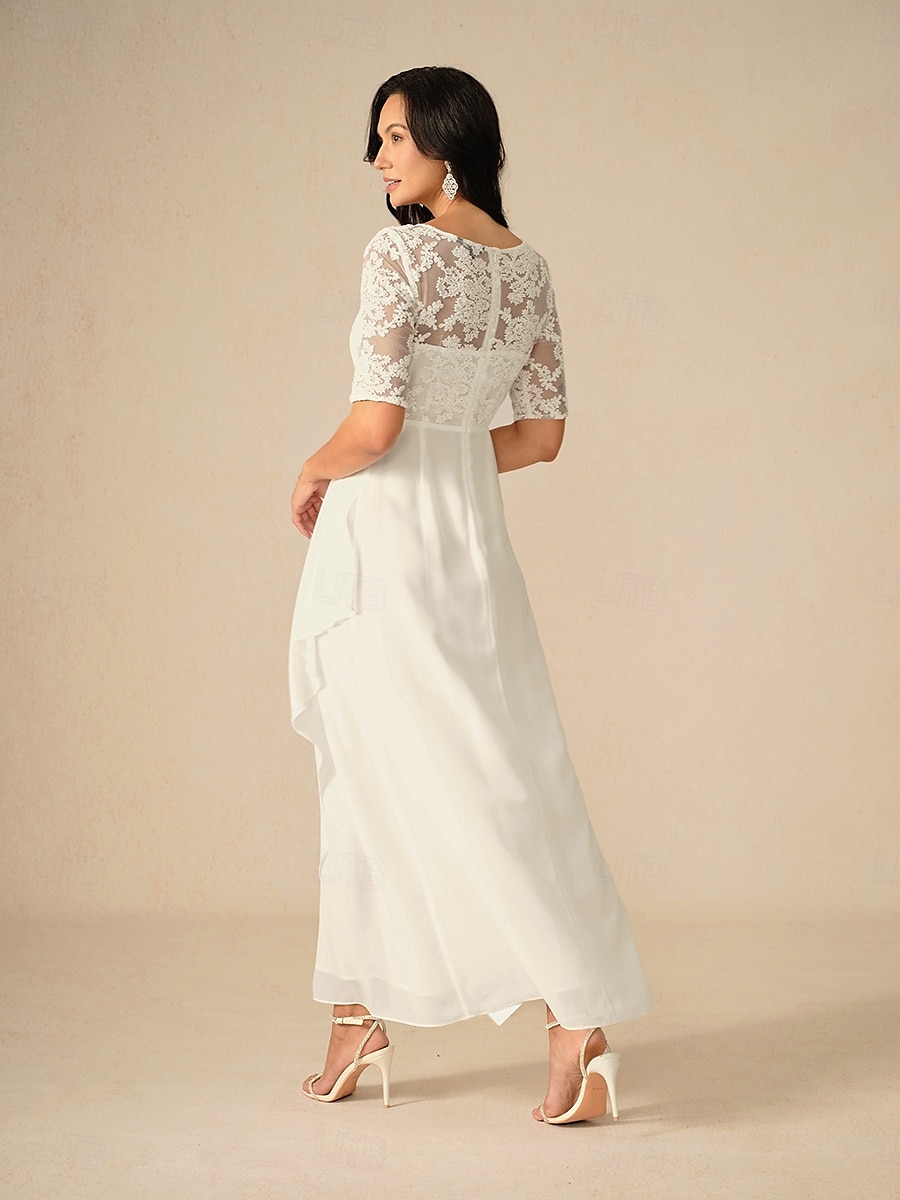Femmes Robe maxi Robe Blanche Robe en Chiffon Élégant Mariage Fiançailles Coupe régulière Uni Manche Courte Col en V Blanche Été Printemps Automne Hiver de 2025 ? $99.99 –P3