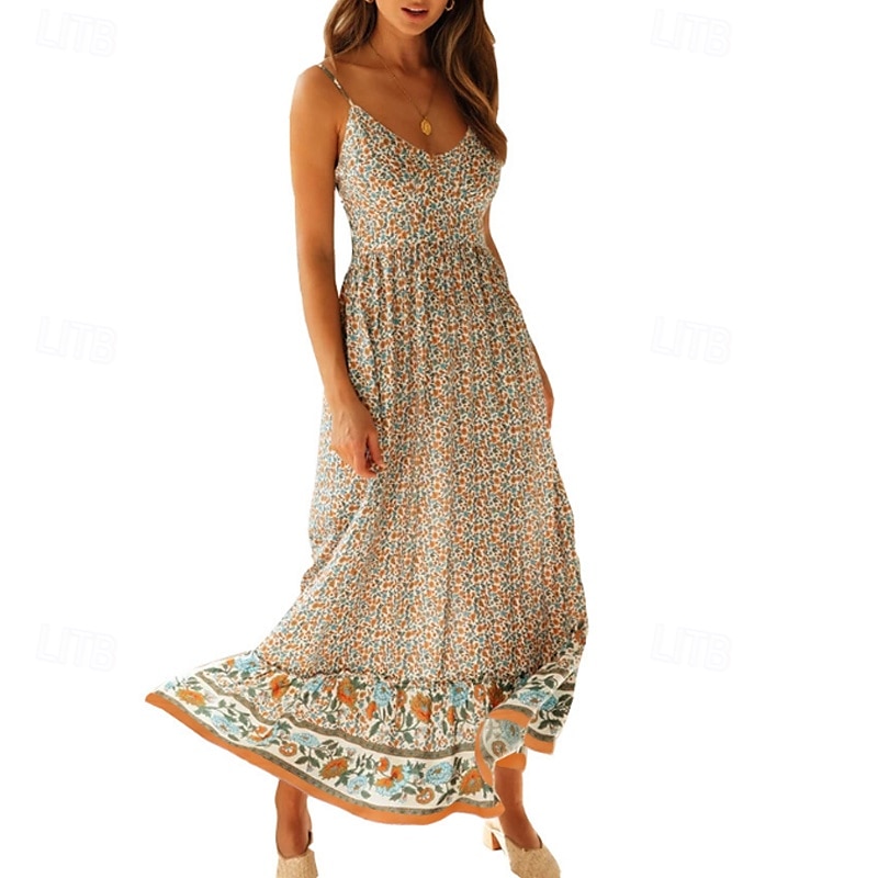 Femmes Robe Midi Robe Fleurie Robe Nuisette Robe Imprimée Classique Moderne Vacances Quotidien Sortir Coupe régulière Fleur Sans manches Bretelles spaghetti Jaune clair Noir Rouge Été de 2025 ? $24.99 –P8