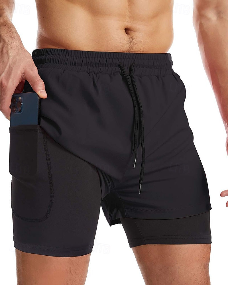 Men's Swim Trunks Swim Shorts Board Shorts Color Block Quick dry Breathable With Compression Liner with Towel Loop Vacation Beach Hawaiian Casual Black 2026 - $18.99 –P4