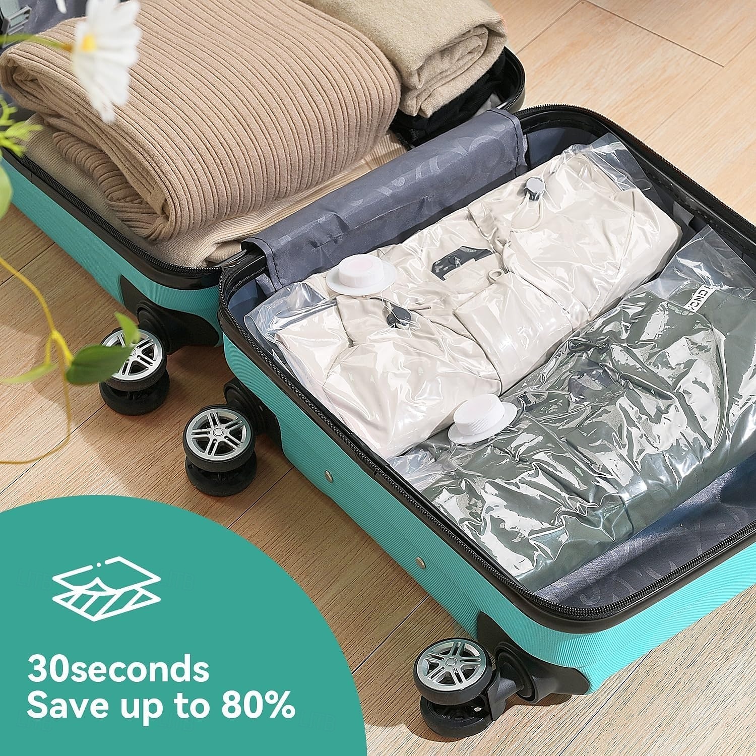 Lot de 10 sacs de rangement sous vide de voyage avec pompe à main, sacs de compression compacts pour vêtements, couvertures, couettes, sacs d'emballage pour bagages et valises, sacs ziplock réutilisables de 2025 ? $35.99 –P7
