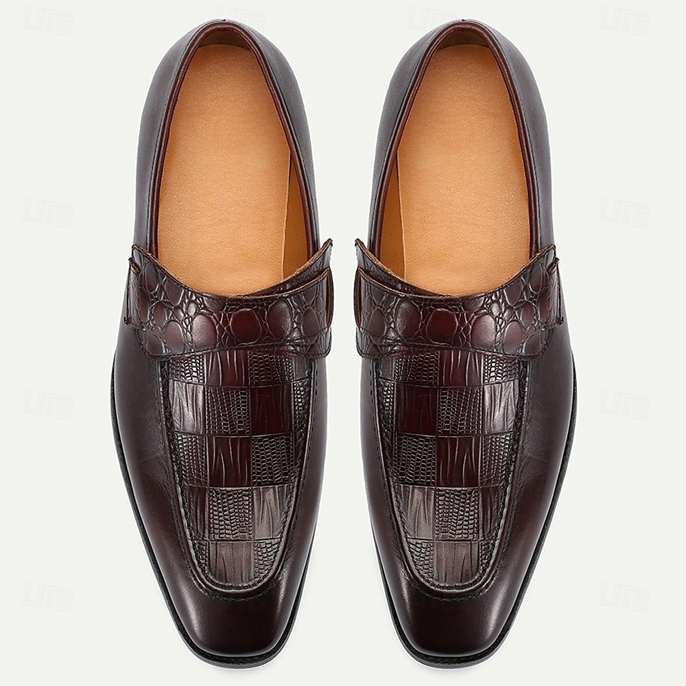 Chaussures Kentucky Derby pour hommes - Chaussures habillées en cuir marron de qualité supérieure avec motif crocodile pour le Kentucky Derby et les occasions formelles de 2025 ? $109.99 –P5