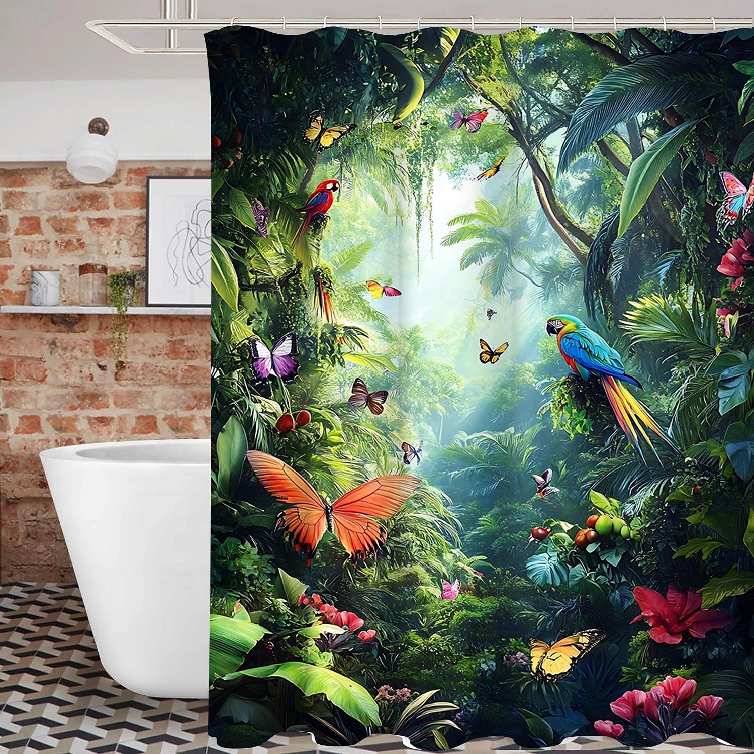 Shower Curtain with Hooks 180cm*180cm(70"*70") Polyester Machine Washable Waterproof Tropical Rainforest Flowers Pattern 2025 - $19.99 –P6