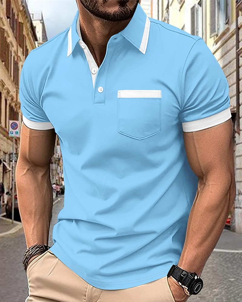 Férfi Golfing Golf pólóingek Munka Hétköznapi Hajtóka Rövid ujjú Alap Modern Színes Kollázs Zseb Nyár Normál Fekete Fehér Bor Sötétkék Égszínkék Barna Golfing 2025 - $17.99 –P4