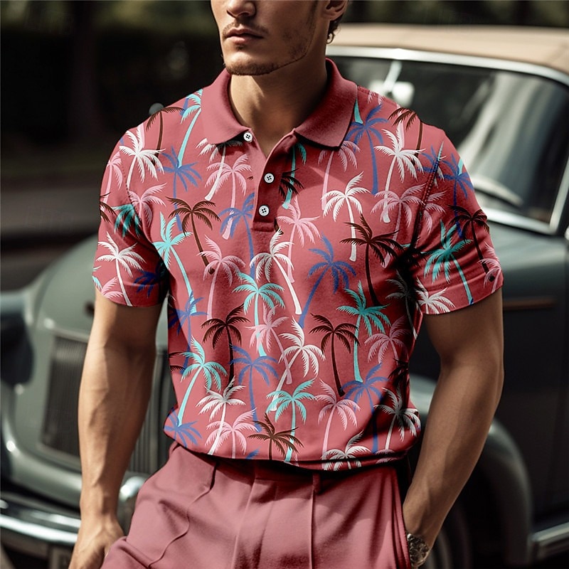 Derby de Kentucky Hombre Palmera Camisas polo hawaianas Camiseta de golf Manga Corta Camisas de polo Camisas con cuello Casual Ropa de playa Ropa de vacaciones Ropa tropical Trajes de fiesta Botones 2025 - $22.99 –P4