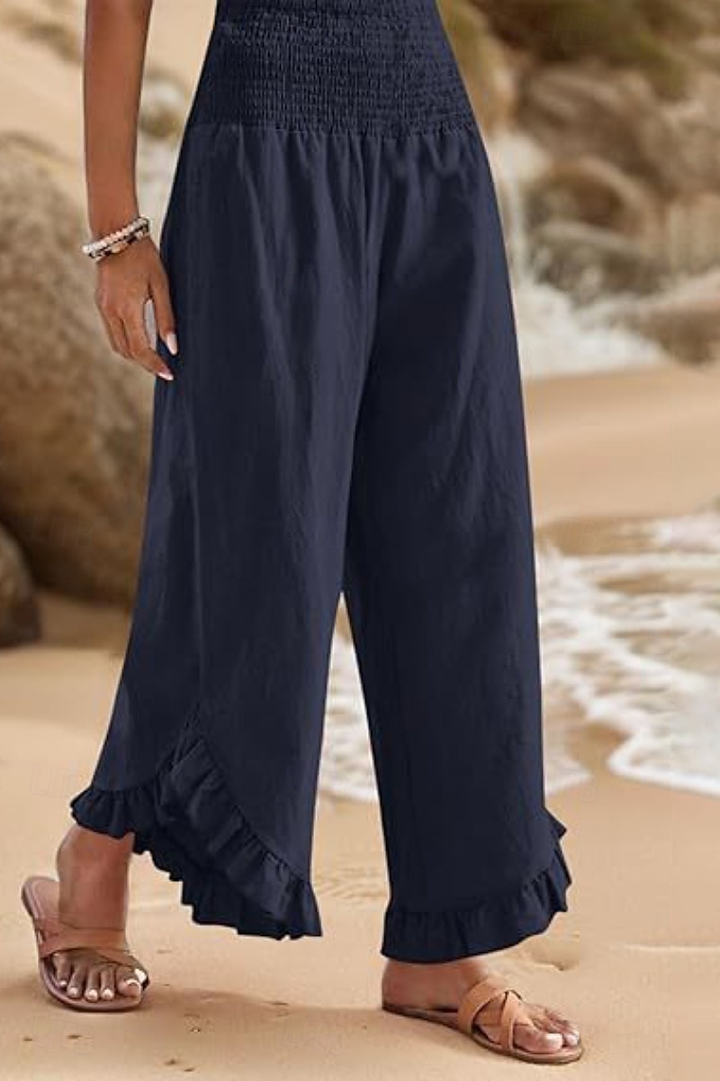 Per donna Pantaloni in cotone e lino Pantaloni Eleganti Moda Streetwear Lunghezza intera Naturale Semplice Volant Elastico in vita All'aperto Confortevole All'aperto Vacanza Uscire Rosso arancione del 2025 a $29.99 –P20