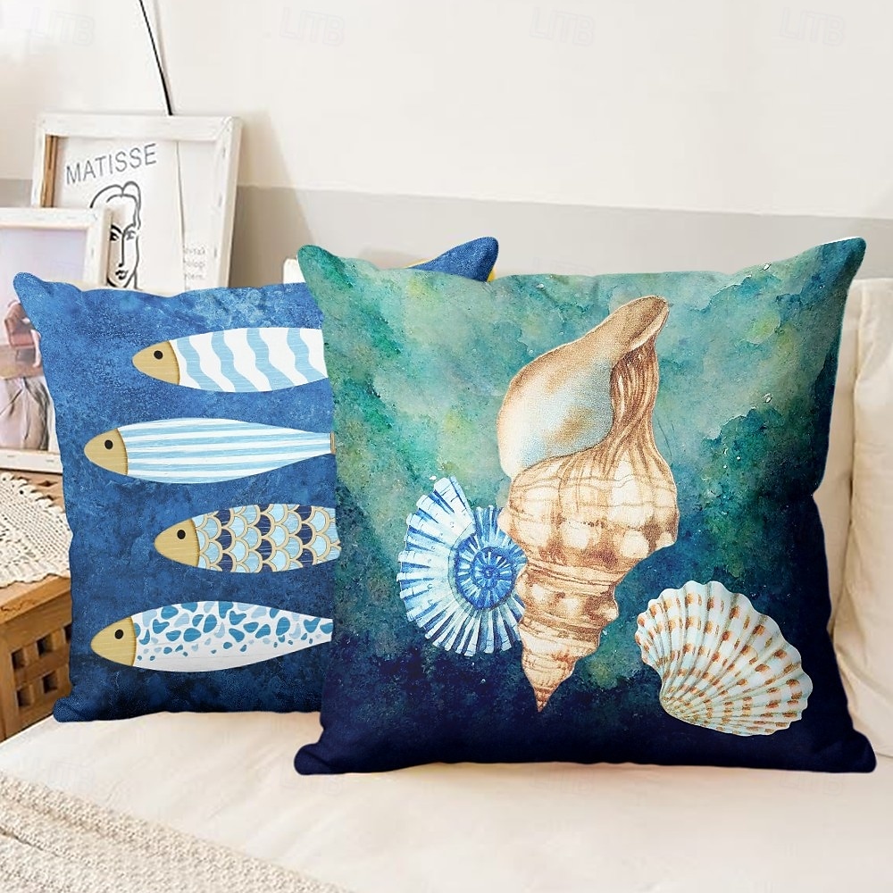 Capa de Almofada Decorativa com Conchas do Oceano 1PC Almofada Quadrada Macia para Sofá Capa de Almofada para Quarto Sala de Estar Cadeira de 2025 por $12.99 –P8