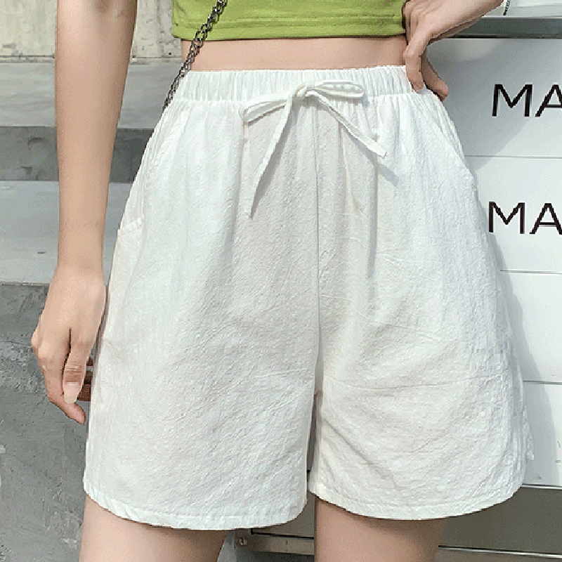 2025年 女性用 リネン風ショートパンツ スラックス クロップパンツ ファッション ストリートファッション 膝丈 ナチュラルウエスト 平織り ポケット 弾性巾着デザイン 快適 通気性 お出かけ 週末 フォレストグリーン ブラック ターコイズ ホワイト 夏 レギュラー  コレクション – $15.99 –P3