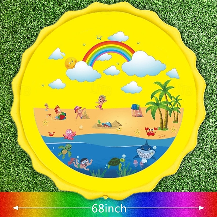 68inch Outdoor Water Play Mat Multi-Color Marine Life Design Durable PVC Splash Pad with Sprinkler Features Non-Slip & Inflatable Ideal for Lawn and Garden Fun Water Toys 2025 - $38.99 –P4